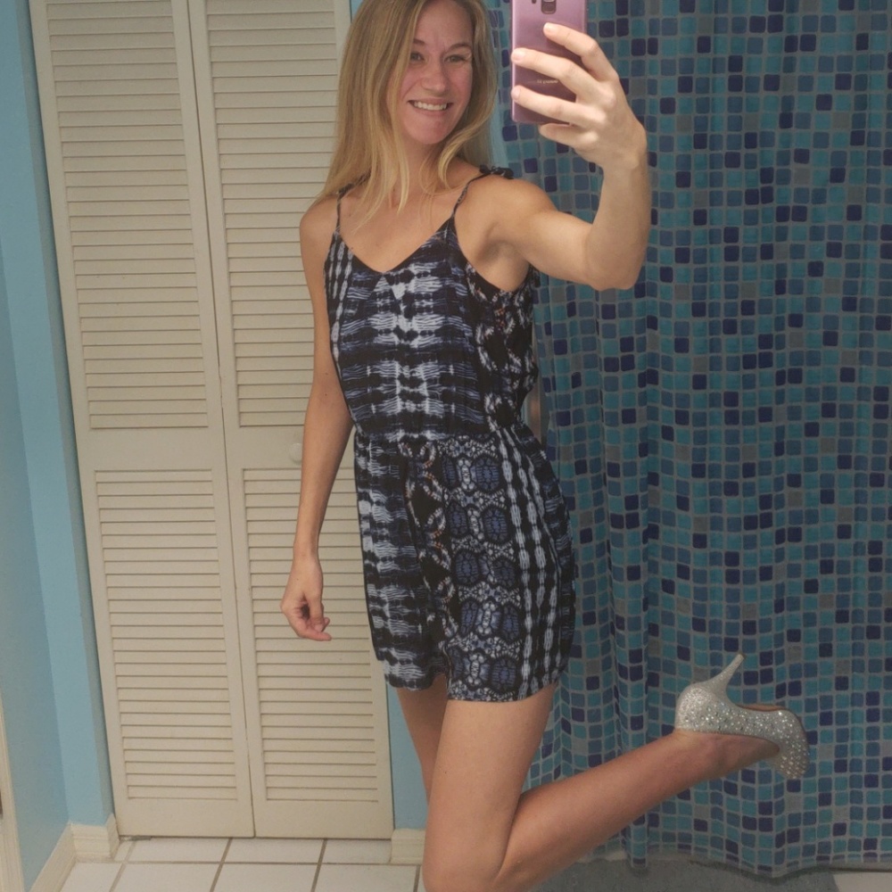 BCBG Max Azria blue patterned romper